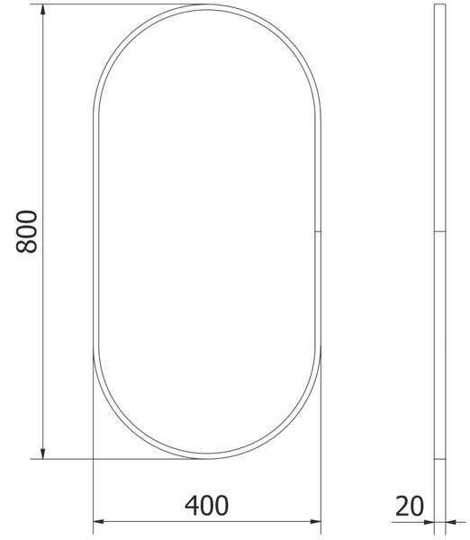 Mexen Loft lustro łazienkowe owalne 80 x 40 cm, rama czarna - 9851-080-040-000-70