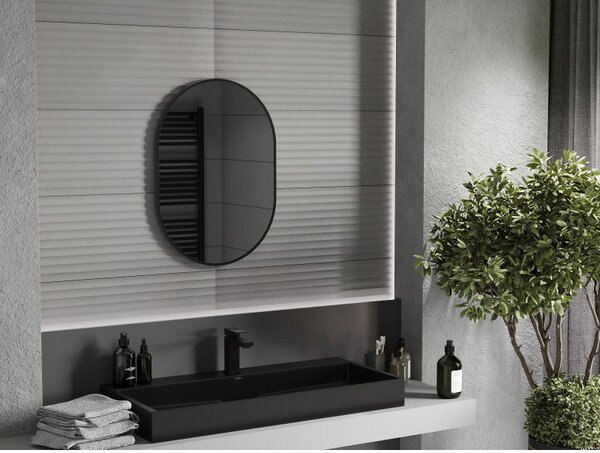 Mexen Loft lustro łazienkowe owalne 70 x 50 cm, rama czarna - 9851-070-050-000-70