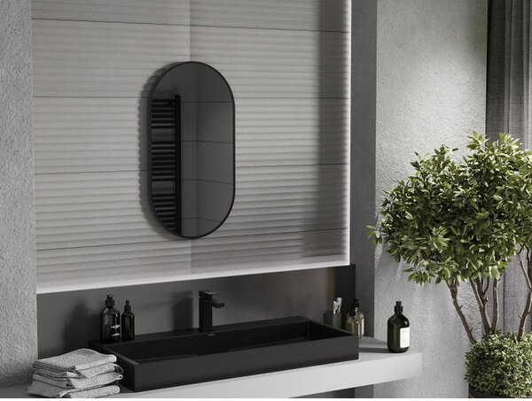 Mexen Loft lustro łazienkowe owalne 75 x 40 cm, rama czarna - 9851-075-040-000-70