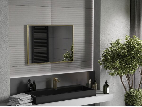 Mexen Loft lustro łazienkowe prostokątne 80 x 60 cm, rama złota - 9852-080-060-000-50