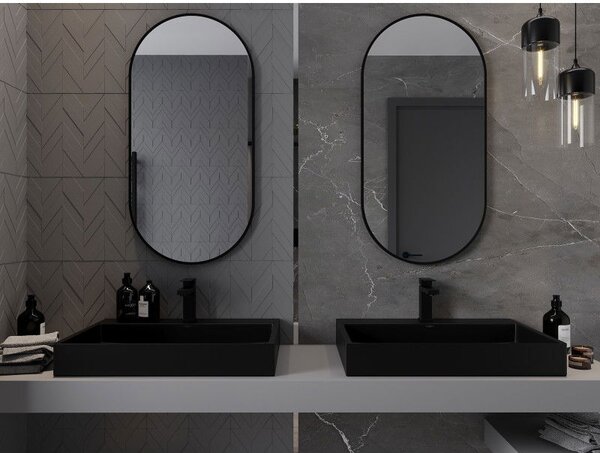 Mexen Loft lustro łazienkowe owalne 100 x 50 cm, rama czarna - 9851-100-050-000-70