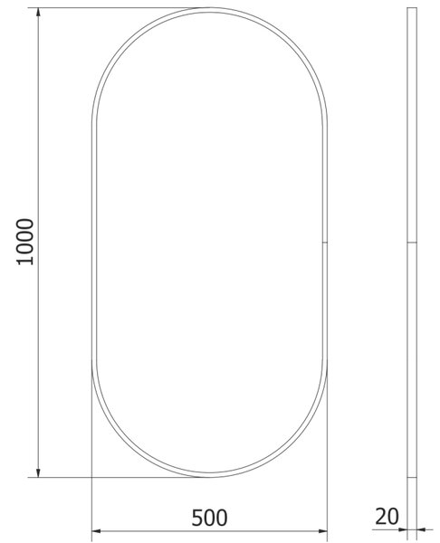 Mexen Loft lustro łazienkowe owalne 100 x 50 cm, rama czarna - 9851-100-050-000-70