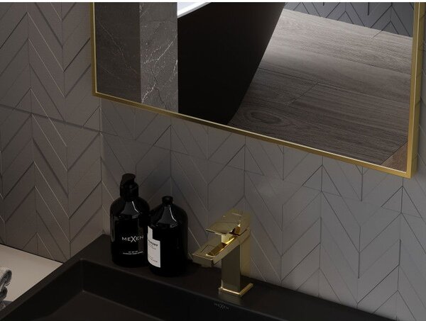 Mexen Loft lustro łazienkowe prostokątne 80 x 60 cm, rama złota - 9852-080-060-000-50