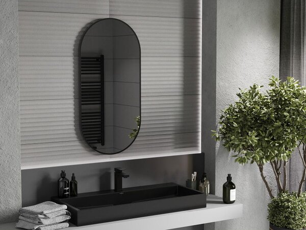 Mexen Loft lustro łazienkowe owalne 100 x 50 cm, rama czarna - 9851-100-050-000-70