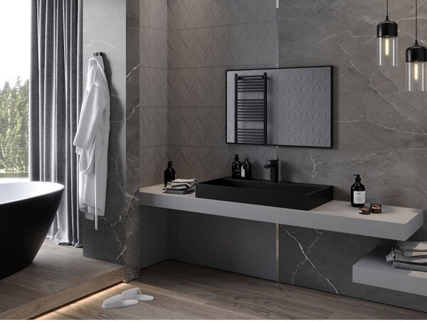 Mexen Loft lustro łazienkowe prostokątne 90 x 60 cm, rama czarna - 9852-090-060-000-70
