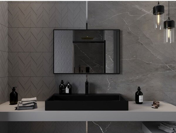 Mexen Loft lustro łazienkowe prostokątne 90 x 60 cm, rama czarna - 9852-090-060-000-70