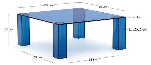 Niebieski szklany stolik 85x85 cm Adularia – Kave Home