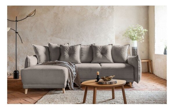 Jasnobrązowy sztruksowy rozkładany narożnik (strona zmienna) Lazy Lukka – Miuform