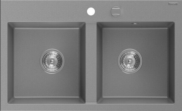 Mexen Hektor zlewozmywak granitowy 2-komorowy 800 x 480 mm, szary, syfon chrom - 6521802000-71