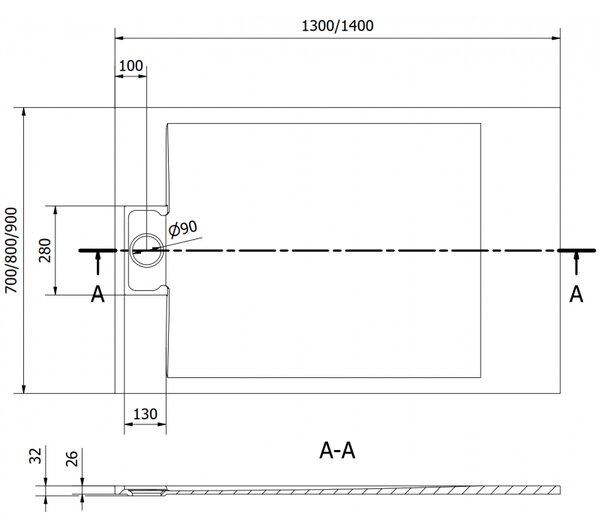 Mexen Otto brodzik prostokątny SMC 140 x 70 cm, biały - 4N107014