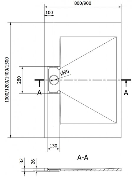 Mexen Egon brodzik prostokątny SMC 100 x 80 cm, biały - 4R108010
