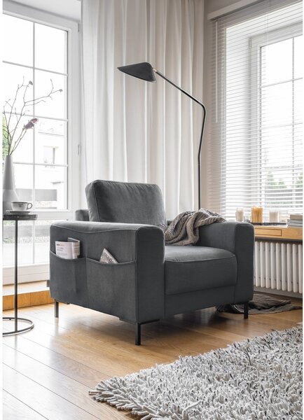 Ciemnoszary sztruksowy fotel Lofty Lilly – Miuform