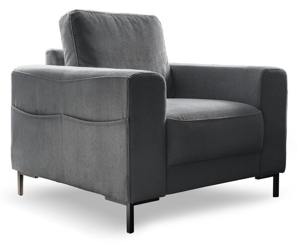 Ciemnoszary sztruksowy fotel Lofty Lilly – Miuform