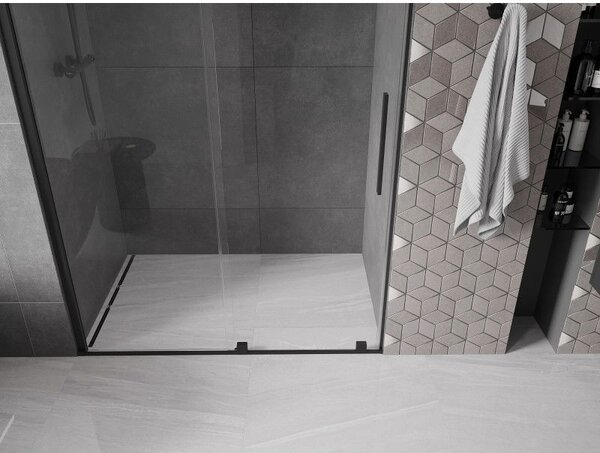Mexen Velar drzwi prysznicowe rozsuwane 130 cm, transparent, czarne - 871-130-000-01-70