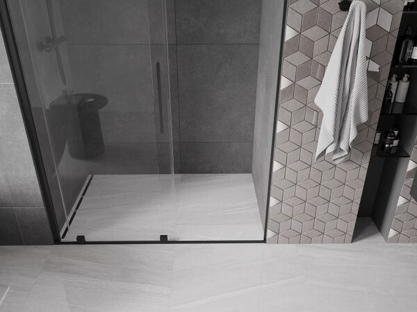 Mexen Velar drzwi prysznicowe rozsuwane 130 cm, transparent, czarne - 871-130-000-01-70