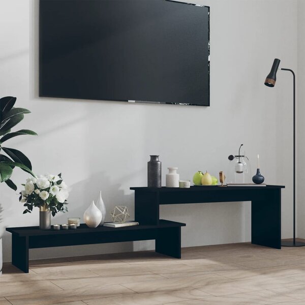Szafka pod TV, czarna, 180x30x43 cm, płyta wiórowa