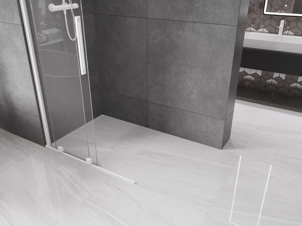 Mexen Velar ścianka prysznicowa rozsuwana Walk-in 120 x 200 cm, transparent 8 mm, biała - 871-120-000-03-20