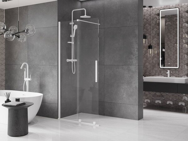Mexen Velar ścianka prysznicowa rozsuwana Walk-in 120 x 200 cm, transparent 8 mm, biała - 871-120-000-03-20