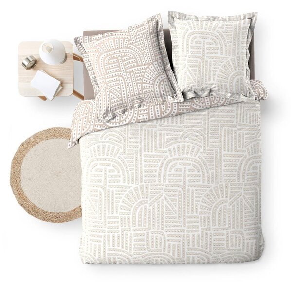 Biało-beżowa pościel dwuosobowa z perkalu bawełnianego 240x220 cm Eliot – douceur d'intérieur