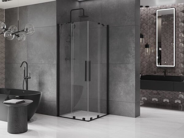 Mexen Velar Duo kabina prysznicowa rozsuwana 80 x 80 cm, transparent, czarna - 871-080-080-02-70