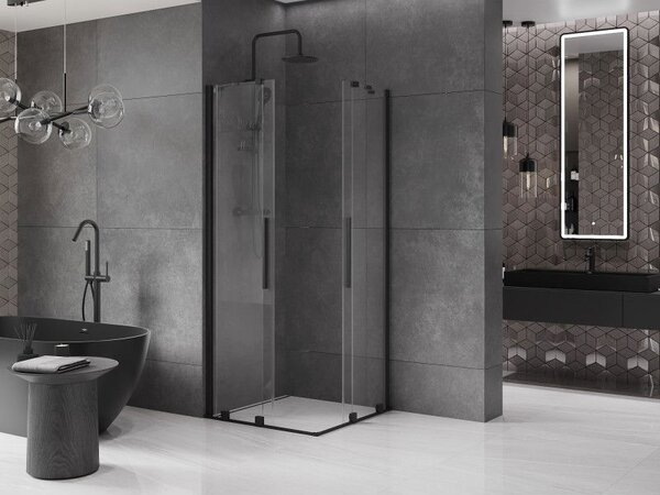Mexen Velar Duo kabina prysznicowa rozsuwana 80 x 80 cm, transparent, czarna - 871-080-080-02-70