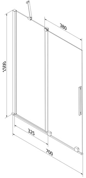 Mexen Velar parawan nawannowy 2-skrzydłowy rozsuwany 70 x 150 cm, transparent, chrom - 896-070-000-01-01