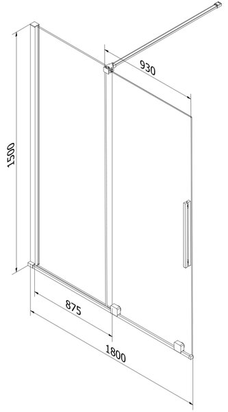 Mexen Velar parawan nawannowy 2-skrzydłowy rozsuwany 180 x 150 cm, transparent, chrom - 896-180-000-01-01