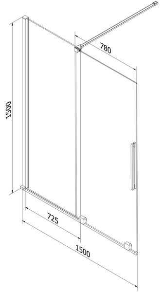 Mexen Velar parawan nawannowy 2-skrzydłowy rozsuwany 150 x 150 cm, transparent, chrom - 896-150-000-01-01