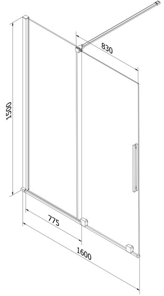 Mexen Velar parawan nawannowy 2-skrzydłowy rozsuwany 160 x 150 cm, transparent, chrom - 896-160-000-01-01