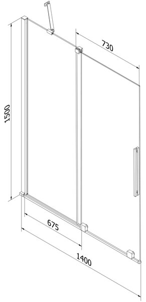 Mexen Velar parawan nawannowy 2-skrzydłowy rozsuwany 140 x 150 cm, transparent, czarny - 896-140-000-01-70