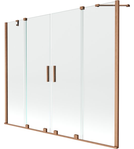 Mexen Velar Duo parawan nawannowy 2-skrzydłowy rozsuwany 200 x 150 cm, transparent, miedź szczotkowana - 896-200-000-02-65
