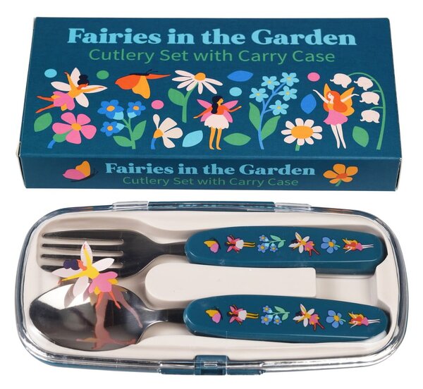 Niebieskie sztućce dla dzieci ze stali nierdzewnej 2 szt. Fairies in the Garden – Rex London
