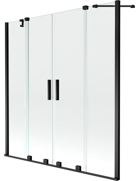 Mexen Velar Duo parawan nawannowy 2-skrzydłowy rozsuwany 140 x 150 cm, transparent, czarny - 896-140-000-02-70