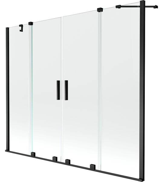 Mexen Velar Duo parawan nawannowy 2-skrzydłowy rozsuwany 170 x 150 cm, transparent, czarny - 896-170-000-02-70