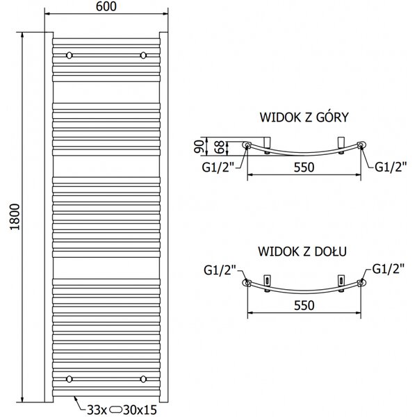 Mexen Helios grzejnik elektryczny 1800 x 600 mm, 900 W, czarny - W103-1800-600-2900-70