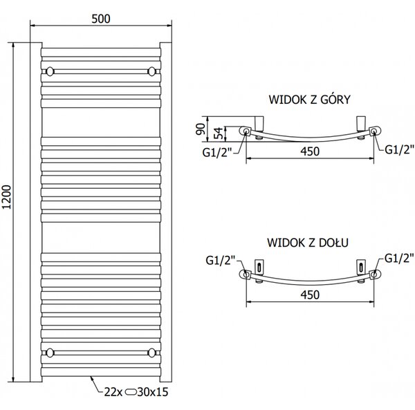 Mexen Helios grzejnik elektryczny 1200 x 500 mm, 600 W, czarny - W103-1200-500-2600-70