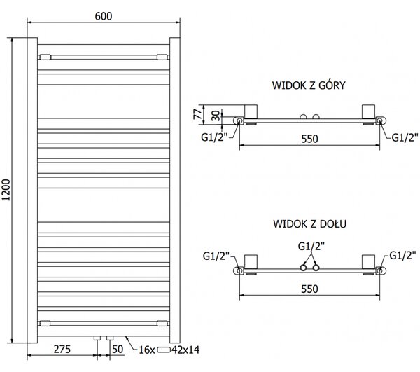 Mexen Uran grzejnik elektryczny 1200 x 600 mm, 600 W, czarny - W105-1200-600-2600-70