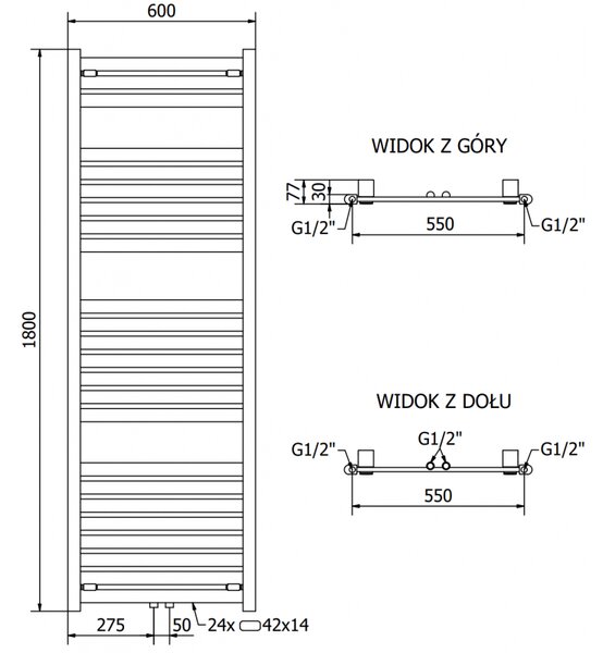 Mexen Uran grzejnik elektryczny 1800 x 600 mm, 900 W, czarny - W105-1800-600-2900-70
