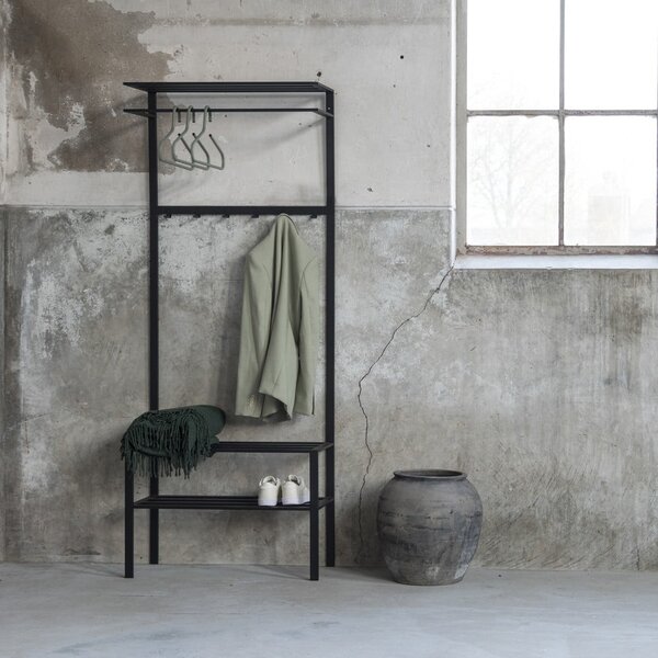 Czarny metalowy zestaw do przedpokoju 70x178x29 cm Ivar – Spinder Design