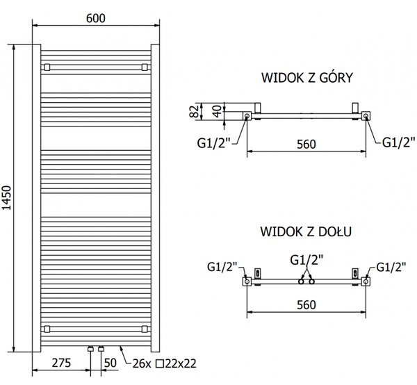 Mexen Pluton grzejnik elektryczny 1450 x 600 mm, 900 W, czarny - W106-1450-600-2900-70