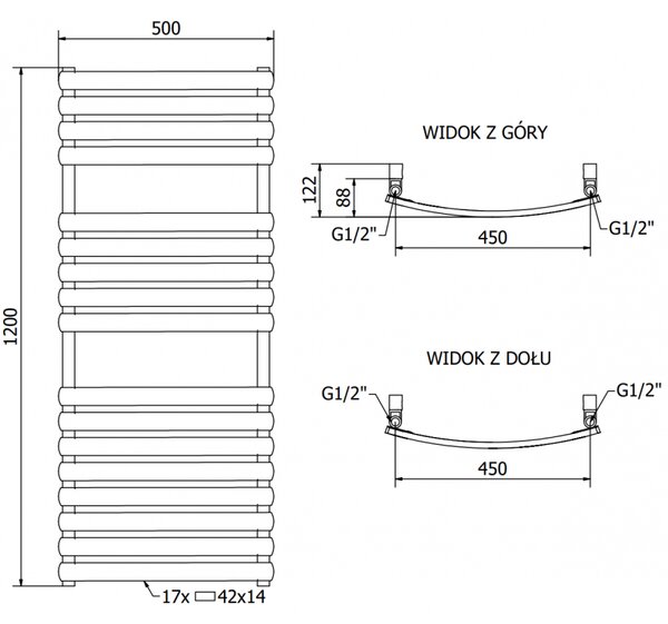 Mexen Bachus grzejnik elektryczny 1200 x 500 mm, 600 W, czarny - W109-1200-500-2600-70