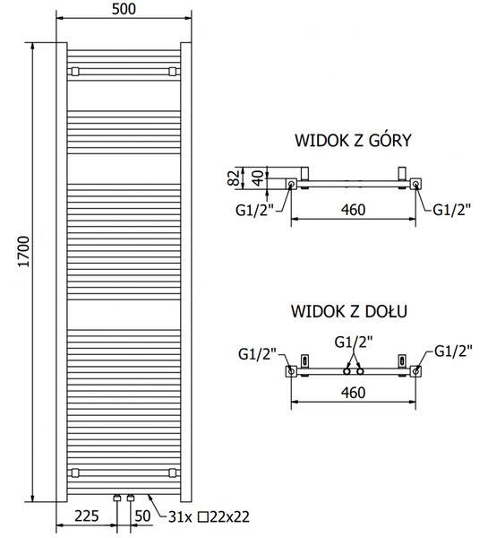 Mexen Pluton grzejnik elektryczny 1700 x 500 mm, 900 W, czarny - W106-1700-500-2900-70
