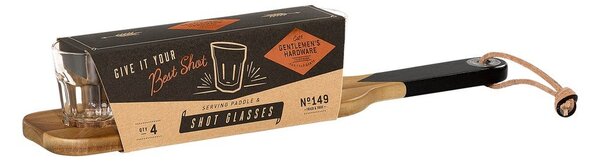 Drewniana deska do serwowania z 4 kieliszkami Gentlemen's Houseware