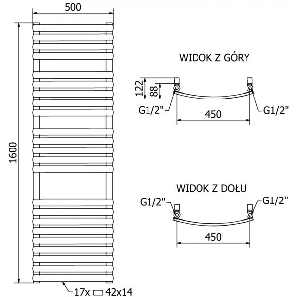Mexen Bachus grzejnik elektryczny 1600 x 500 mm, 900 W, czarny - W109-1600-500-2900-70