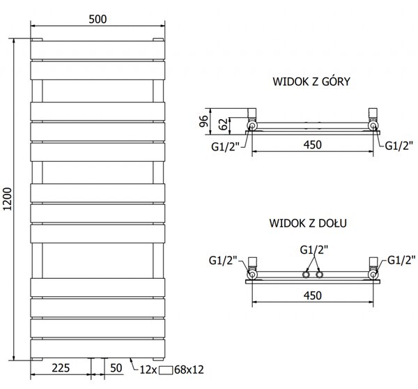 Mexen Ceres grzejnik elektryczny 1200 x 500 mm, 600 W, czarny - W111-1200-500-2600-70