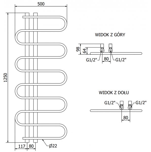 Mexen Kiso grzejnik elektryczny 1250 x 500 mm, 300 W, biały - W114-1250-500-2300-20