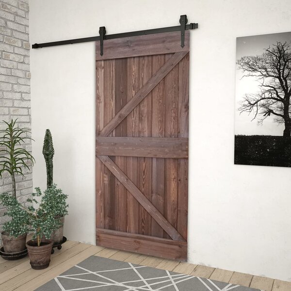 Drzwi, 80x210 cm, lite drewno sosnowe, ciemnobrązowe
