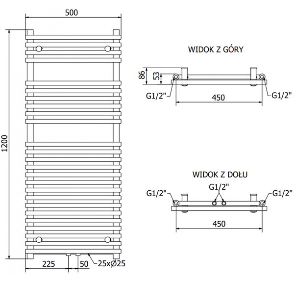 Mexen Sol grzejnik elektryczny 1200 x 500 mm, 600 W, antracyt - W125-1200-500-2600-66