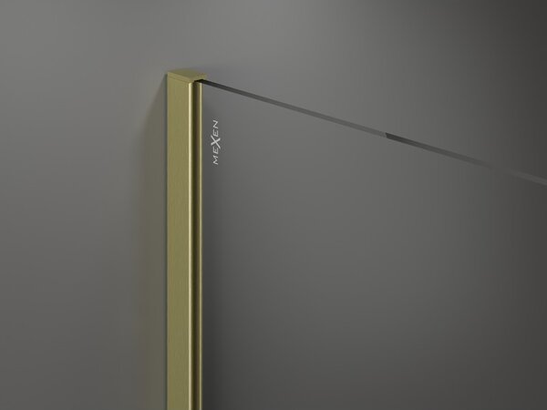 Mexen Kioto ścianka prysznicowa Walk-in 80 x 200 cm, czarny wzór 8 mm, złota szczotkowana - 800-080-101-55-78