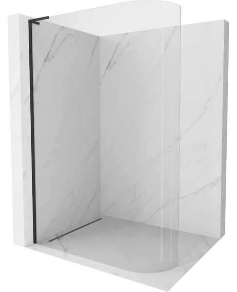 Mexen Kioto-R L ścianka prysznicowa zaokrąglona Walk-in 90 x 200 cm, transparent, czarna - 800-090-103-70-06